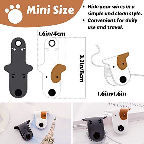 Earbuds Earphone Holder Cord Winder Clip Keeper Headphone Cord Wrap Management Headset Wire Organizer 2 PCS Cute Doggie Tangle Free Storage Case
