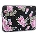 MOSISO Laptop Sleeve Compatible with 13-13.3 inch MacBook Pro, MacBook Air, Notebook Computer, Canvas Peony Pattern Bag Cover with Small Case, Purple&Black