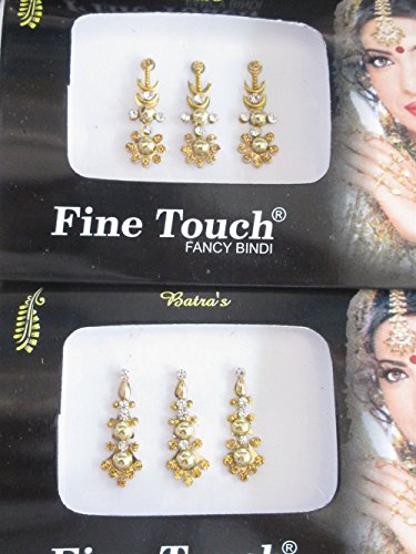 Bindis Packs Of Gold Long Face Jewels Bollywood Bindis/Indian
