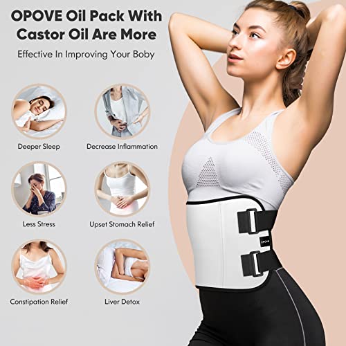 OPOVE Castor Oil Pack Wrap - 2 Pack Organic Cotton Flannel Castor Oil Packs,Reusable Patch Pads Kit for Liver Detox,Fibroids,Thyroid Neck,Stomach,Adjustable Compress Wrap Machine Washable