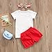 3Pcs Toddler Kids Baby Girls Clothes T-Shirt Tops+Sequins Shorts Pants+ Bow Headband Outfits (1-2 Years, A)
