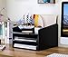 PAG Wood Desktop File Organizer Office Phone Stand for Desk Adjustable Desktop Shelf Mail Sorter Paper Magazine Holder Rack, Black