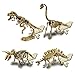 CLUB GENIUS FF253 4 Pack Dinosaurs Skeleton Excavation Kit Set, Fossil Block is White, Tools is Brown Color, 7.4