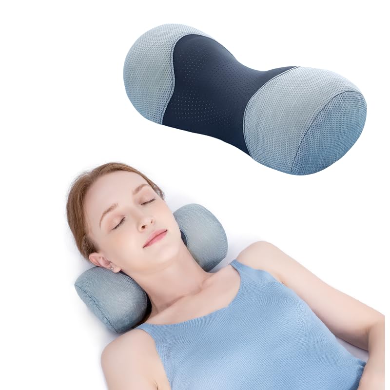 Bespilow Cervical Neck Pillow for Pain Relief - Small Cylinder Neck Roll & Round Bolster - Portable Memory Foam Traction Device for TMJ, Hump Correction, Travel & Sleeping Support,Odorless