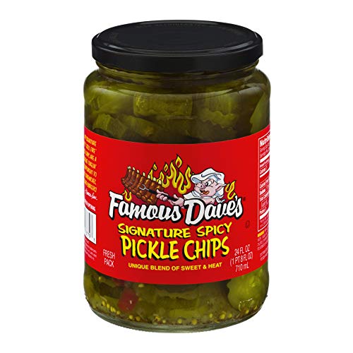 Famous Dave’s Sweet ‘n Spicy Pickle Chips, 24 Ounce Glass Jar (Pack of