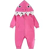 flower frail Baby Boy Girl Shark Costumes Halloween Onesie Cartoon Hooded Romper Jumpsuit Outfit Zip Bodysuit Infant Toddler