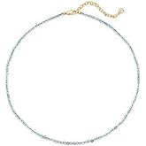 MEVECCO Gold Choker Necklace for Women 18K Gold Plated Handmade Stone Crystal Beaded Summer Necklace Jewelry Gifts For Her
