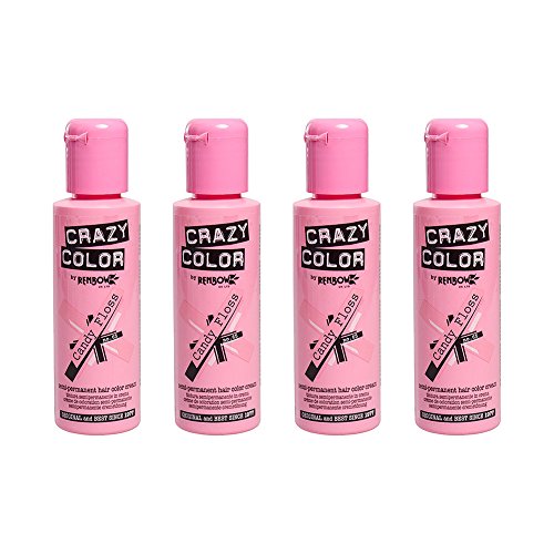 Crazy Colour Semi Permanent Hair Dye By Renbow Candy Floss No.65 (100ml) Box of 4