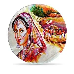 DreamVio Round Cushion/Foam Cushion Velvet Fabric Suitable for Wheelchair, Car Seat, Home, Outing Purpose (Multicolour, 14 x 14 inch) Design 58