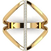 Clara Pucci 0.09 cttw Simulated Diamond 14K Yellow Gold Statement Ring for Women - Cocktail Statement Fashion Jewelry Gift (1.0mm, Round Cut)