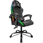 Cadeira Gamer TGT HR RGB | Reclinável 135° | Couro PU | LED RGB | Almofadas Lombar e Pescoço | Preto | TGT-HR-RGB01