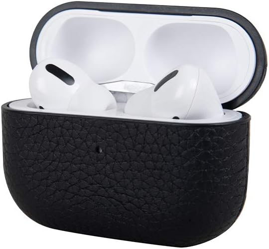 Felony Case – AirPods Pro Case Cover - Genuine Black Pebbled Leather | Shockproof, Dustproof, 360° Protection | Wireless Charging Compatible with Front LED Visible