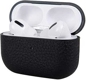 Felony Case – AirPods Pro Case Cover - Genuine Black Pebbled Leather | Shockproof, Dustproof, 360° Protection | Wireless Charging Compatible with Front LED Visible