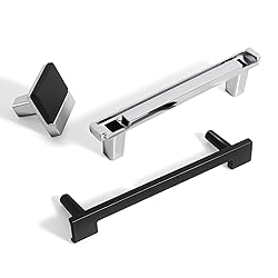Kcmwsy 5 Pack Black and Silver Cabinet Pulls
