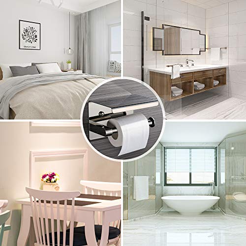 Portarrollos para Papel Higiénico, portarrollos baño adhesivo, Acero inoxidable SUS304, Porta Rollos de Papel Higienico con el Teléfono Móvil Estante de Almacenamiento (Plata) (Plata1)