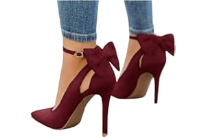 Fashare Womens High Heels Bow Tie Back Sexy Stiletto Ankle Strap Wedding Dress Pumps Shoes