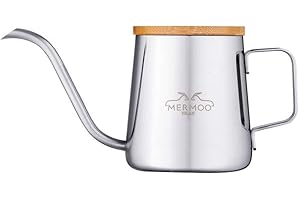 MERMOO YILAN Gooseneck Kettle with Lid Small Pour Over Coffee Kettle 350ml Stainless Steel Goose Neck Kettle Long Spout Tea Pot Travel Pour Over Coffee Maker Mini Camping Drip Coffee Pot