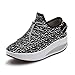 JARLIF Women's Platform Canvas Walking Sneakers - Comfortable Lightweight Lace-up Fitness Shoes Black US7