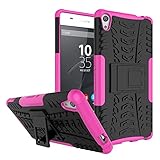 Sony Xperia XA Ultra Case,Yiakeng Shockproof Impact Protection Tough Rugged Dual Layer Protective Case Cover with Kickstand for Sony Xperia XA Ultra (Pink)
