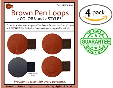 4x Arune Pen Loop (M) 3 Brown, 1 Black - Designed for Moleskine, iPad Pencil, journals, planners, sketchbooks, &amp; more
