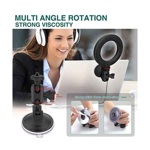 Videokonferenz Licht, Dimmbare LED Ringlicht Laptop Auf Laptop, Computer, Tablet mit Saugnapf und Stativ Ringlicht… – Bild 4