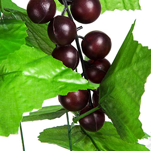 Molliy 8FT 5pcs Artificial Greenery Chain Grapes Vines Leaves Foliage Simulation Fruits for Home Room Garden Wedding Garland Outside Decoration