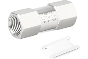 TAISHER 1PCS 304 Stainless Steel 1/4" NPT Female Check Valve,Backflow Prevention,One Way Non-Return Check Valves