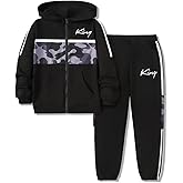 Voxikodex Boys Clothes Camo Color Block Zip Up Hoodie Sweatshirts & Pants 2PCS Kids Boys Fall Winter Outfits Set Size 6-12Y