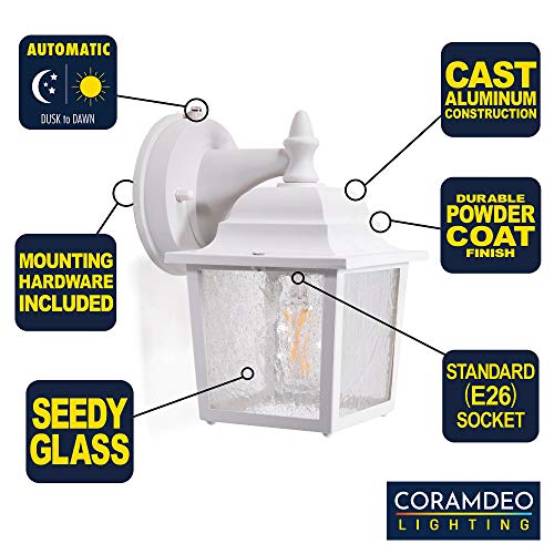 CORAMDEO Greystone Outdoor Dusk to Dawn Wall Light Fixture Wall Mounted Sconce Exterior Lights