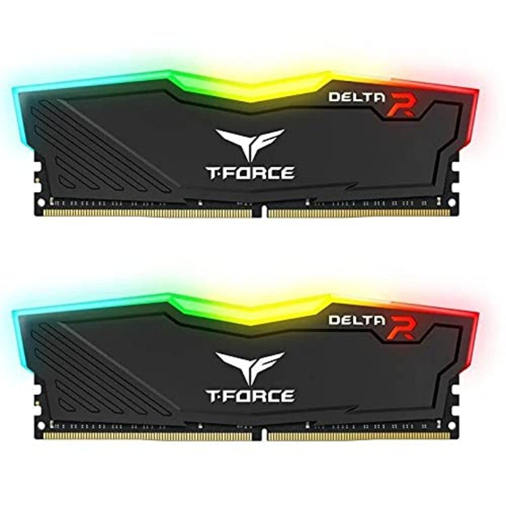 TEAMGROUP Team T-Force Delta RGB DDR4 Gaming Memory, 2 x 8 GB, 3200 Mhz, 288 Pin DIMM, Black