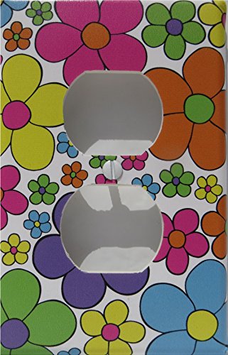 Daisy Pop Flower Outlet Switch Plate Covers / Nursery Wall Decor in Hot Pink, Purple, Yellow, Blue, Green and Orange