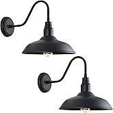 GOALPLUS 14 Inch Outdoor Gooseneck Light Fixture for Porch, 2 Pack Large Exterior Barn Lights for Farmhouse, Black Outside Wa