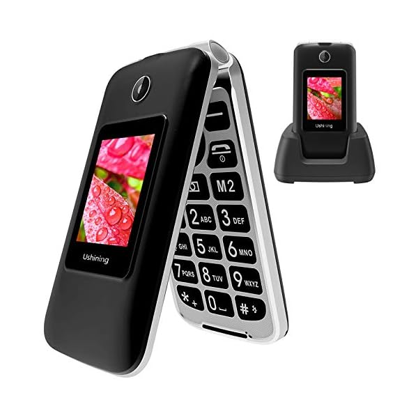 Ushining-Senior-Flip-Mobile-PhoneBig-Button-Mobile-Phone-For-ElderlyDual-SIM-Unlocked-Card-Long-Standby-with-28-Large-Screen-SOS-Button-FM-Radio-Torch-and-Charging-Cradle-Black USHINING Senior Flip Mobile Phone,Big Button Mobile Phone For Elderly,Dual SIM Unlocked Card Long Standby with 2.8…