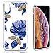 ivencase iPhone Xs Max Case,iPhone Xs Max Clear Silicone Case Flower,Shockproof Soft TPU Thin Clear Cute Bling Floral Bumper Cover iPhone Xs Max - 6.5 Inch