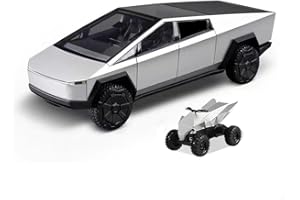 POWVAN Cybertruck Zinc Alloy Toy Trucks with RV Motorcycle Diecast Metal Cybertruck Model Pickup Truck 1/32 Toy Race Cars with Sound and Lighting Effect Gift Age for 6,7,8 Year Up (1:32 Die-cast Truck(01))