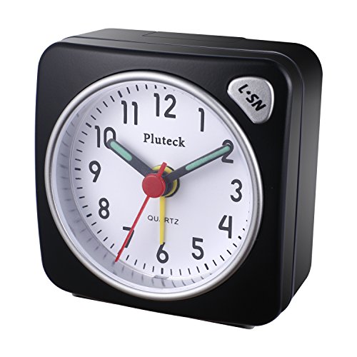 Pluteck Non Ticking Travel Alarm Clock with Light and Snooze/Ascending