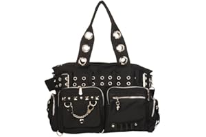 Lost Queen Striped Punk Rock Steampunk Purse with Handcuff Skull Charm