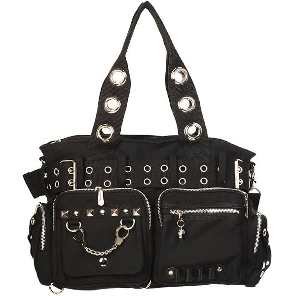 Amazon.com: Rise Up Handcuff Goth Punk Rock Black and Purple Plaid