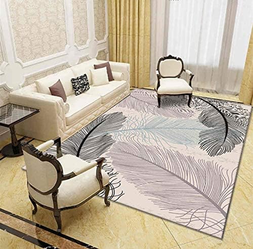 Carpet Home Decorative Bedroom Anti-Slip Soft Polyester Bath Mat Feather Print Corridor Area Rug 80cmx150cm