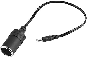 ERYUE Car Cigarette Lighter Female to DC 5.5 * 2.1mm Power Supply Adapter Cable Long Lasting Copper Core Black 30cm for Drive