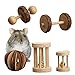 Pevor Pack of 5 Hamster Chew Toys - Natural Wooden Pine Dumbells Exercise Bell Roller Teeth Care Molar Toy for Rabbits Rat Guinea Pig and Other Small Pets Play Toy