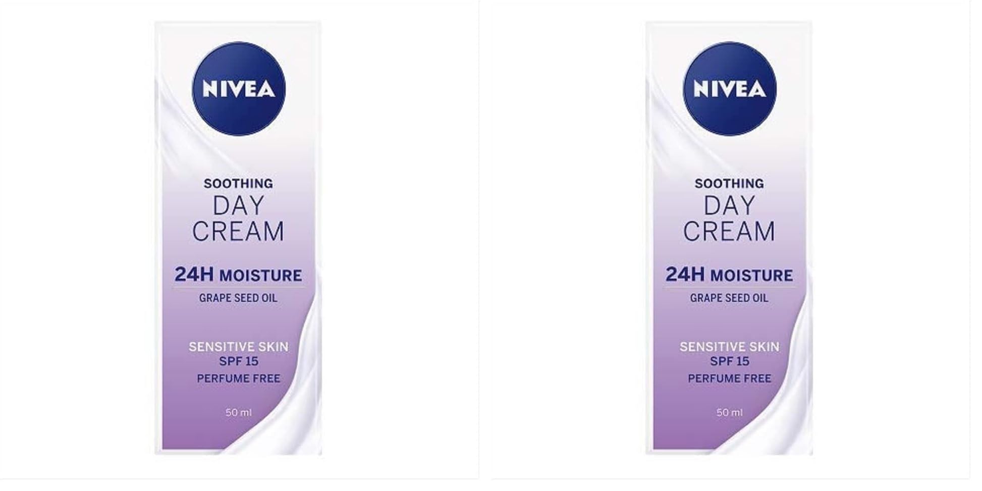 NIVEA Sensitive Day Cream (50 ml), Face Cream and Moisturiser with SPF 15 for Sensitive Skin, Summer Skin Care Essentials, Sensitive Moisturising Cream (Pack of 2)