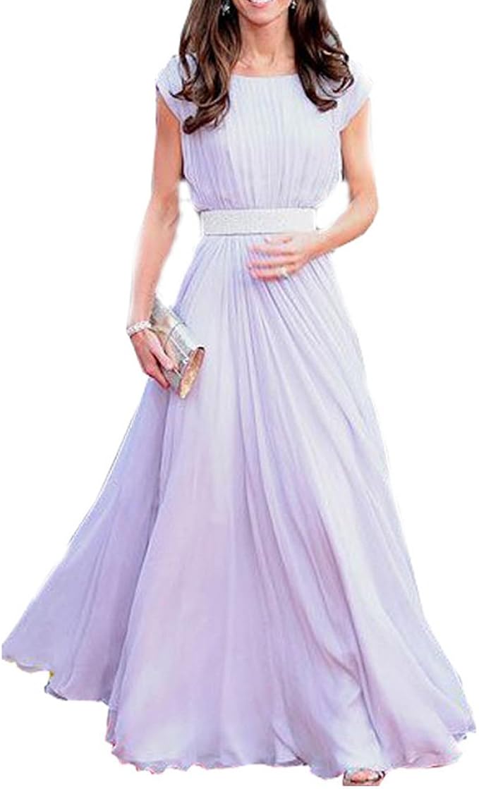 Abaowedding Kate Middleton Celebrity Kleider Lange Kleider Chiffon Ball Kleid Gr 44 Weiss Amazon De Bekleidung