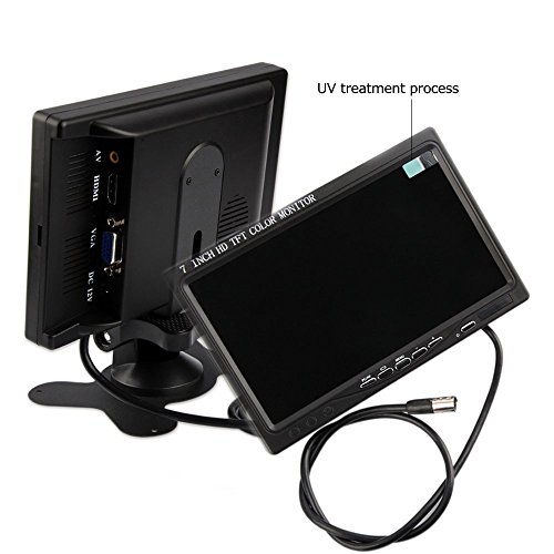 Camecho Mini PC CCTV Display Home Security Surveillance Screen 1024x600 7 inch HD LCD Car Backup Monitor Support HDMI / VGA / Video / Audio with free 5 mm AC Adapter