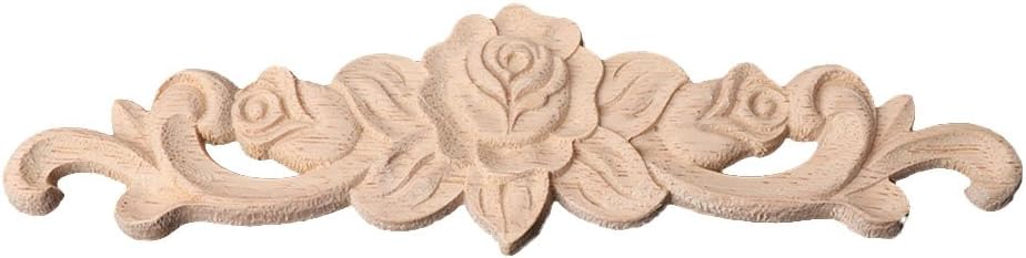 BloomingJS Wood Floral Carved Corner Onlay Applique Frame Decor Furniture Craft Unpainted