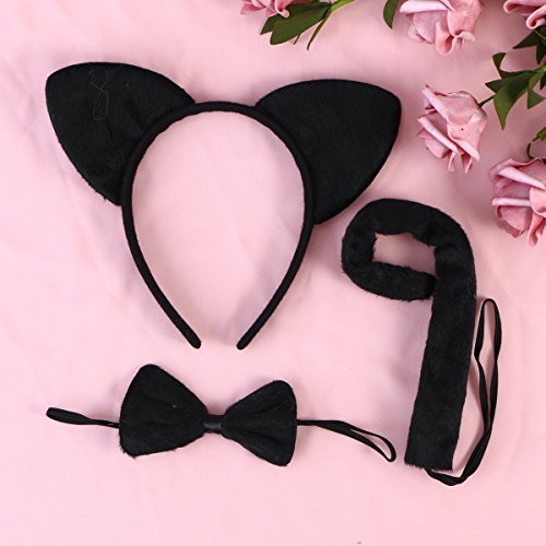 LUOEM Cat Cosplay Set - Kitty Cat Costume Accessory Cat Ears Headbands Hair Band for Party,3 Pack (Black) - Thumbnail 7
