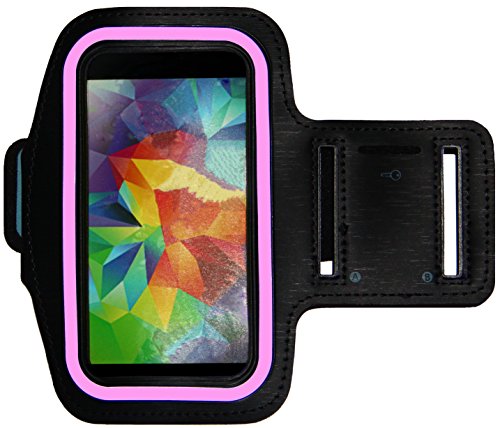 Running & Exercise Armband for Samsung Galaxy S6 S5 S4 iPhone 6 / 6S (4.7), HTC One & More with Key Holder & Reflective Band (Pink)