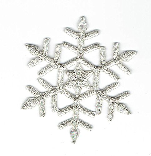 Silver Snowflake Iron on Embroidered Patch