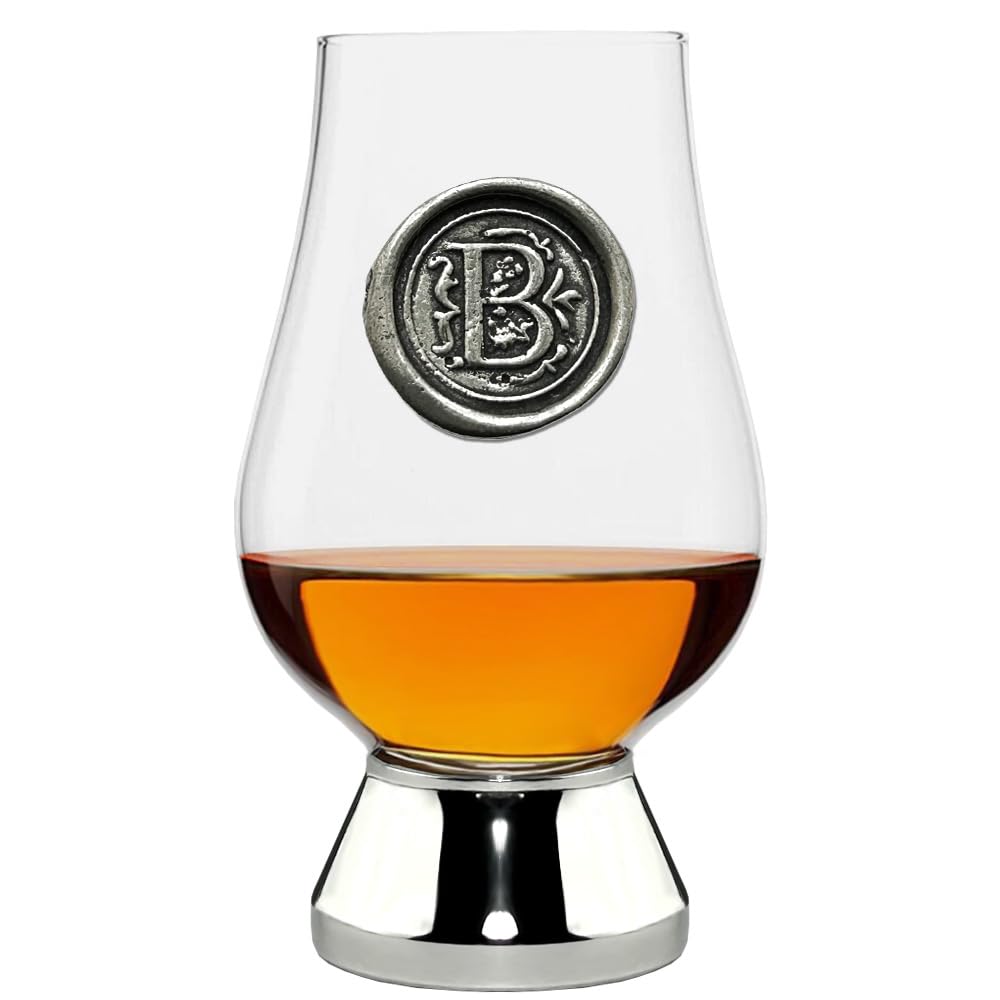 English Pewter Company Glencairn Personalised Whisky Glass with Monogram Initial - Unique Gifts for Men - with Your Choice of Initial 200ml [WGP202] (B)