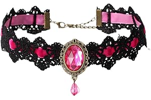 IS4U Gothic Lace Choker Necklace with Vintage Crystal Gems - Vampire Bat Design, Perfect for Halloween, Parties & Costumes